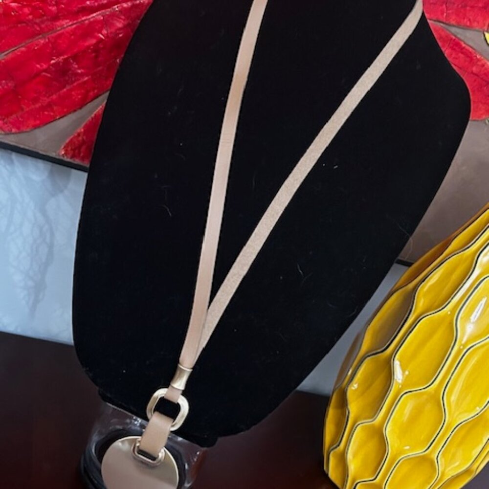Necklace Gold Tone on Leather